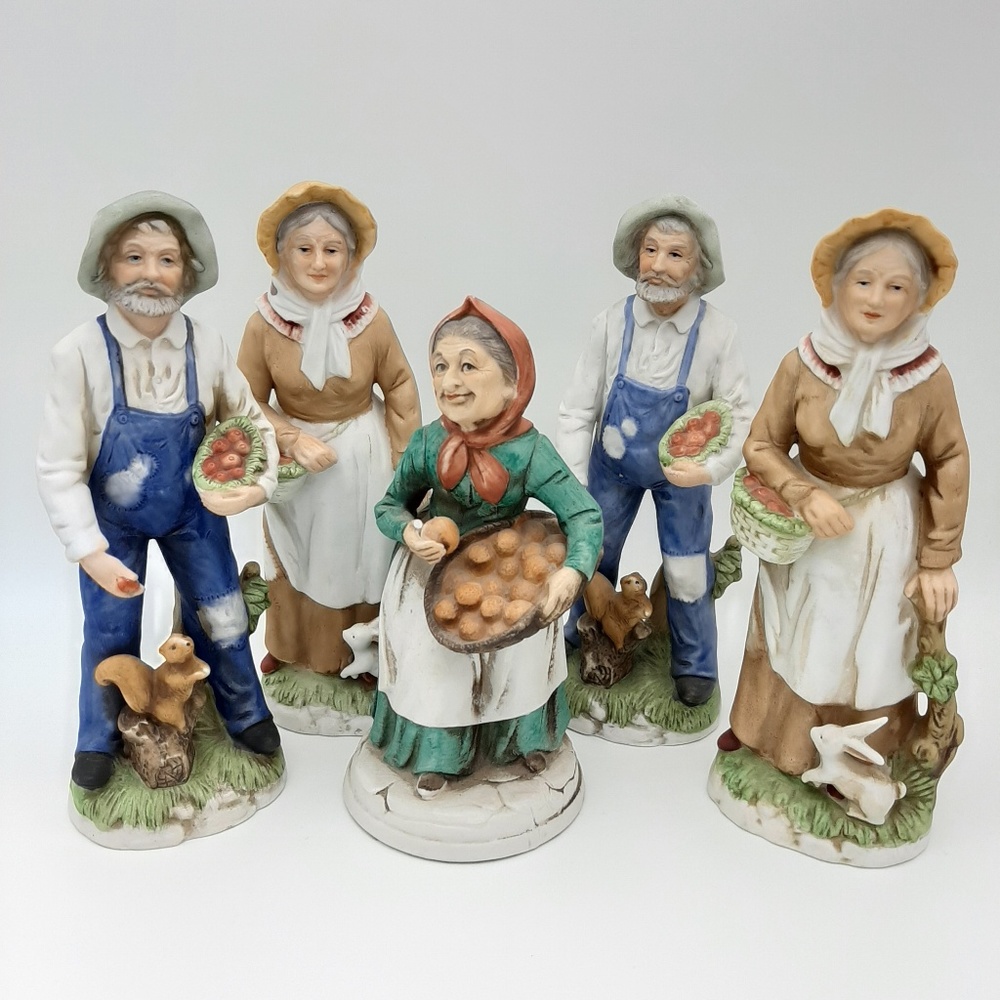 Homco Porcelain Farmers 1409 Old Man Woman Fig.